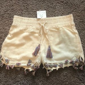 Cream NWT girls tassel shorts